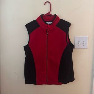 Kim Rogers Red and Black Fleece Vest - Zip Front